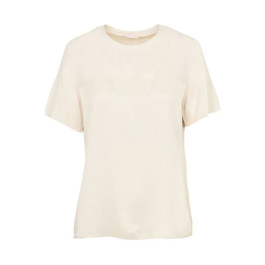 Blusa Donna in raso a maniche corte beige