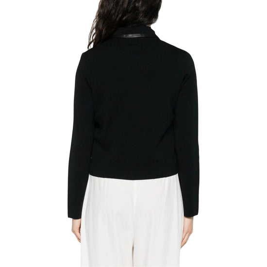 Giacca Donna con rifiniture in pelle Nero modella retro