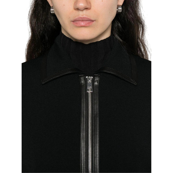 Giacca Donna con rifiniture in pelle Nero dettaglio