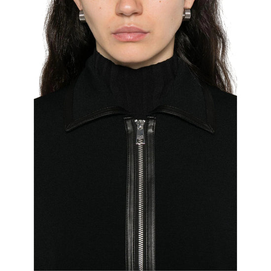 Giacca Donna con rifiniture in pelle Nero dettaglio