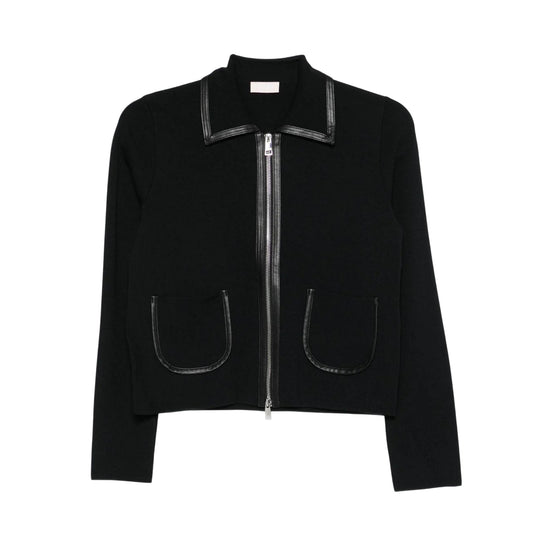 Giacca Donna con rifiniture in pelle Nero