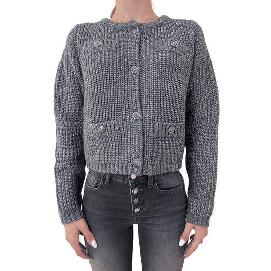 Cardigan Donna con bottoni gioiello Grigio