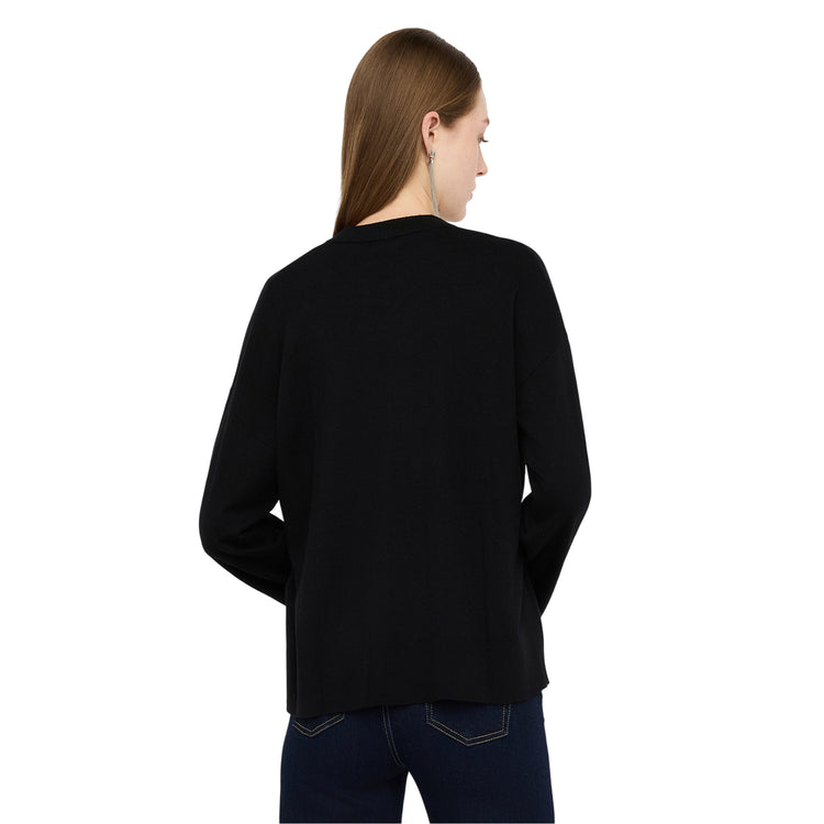 Maglia Donna con patch logata Nero modella retro