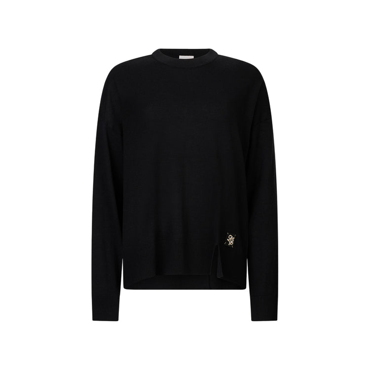 Maglia Donna con patch logata Nero