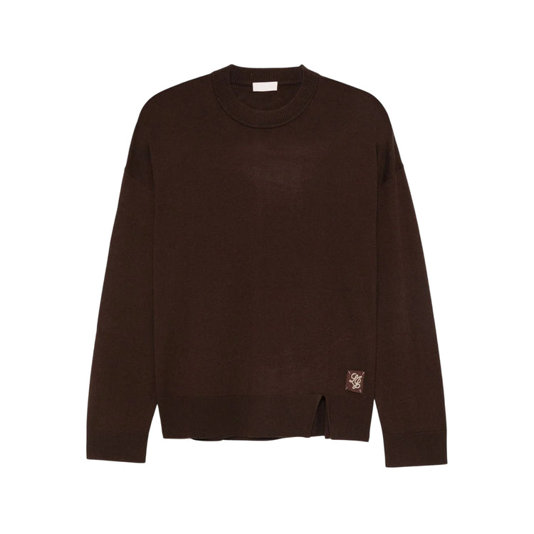 Maglia Donna con patch logata Marrone