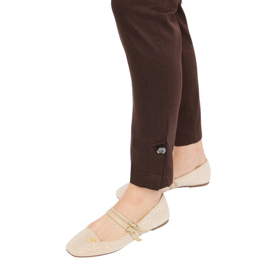 Pantaloni Chino da Donna Slim fit Marrone dettaglio al fondo