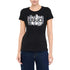T-shirt Donna in nero con stampa e logo modella frontale