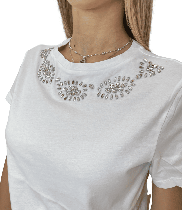 Liu Jo T-shirt Gioiello Crystal Stone Donna