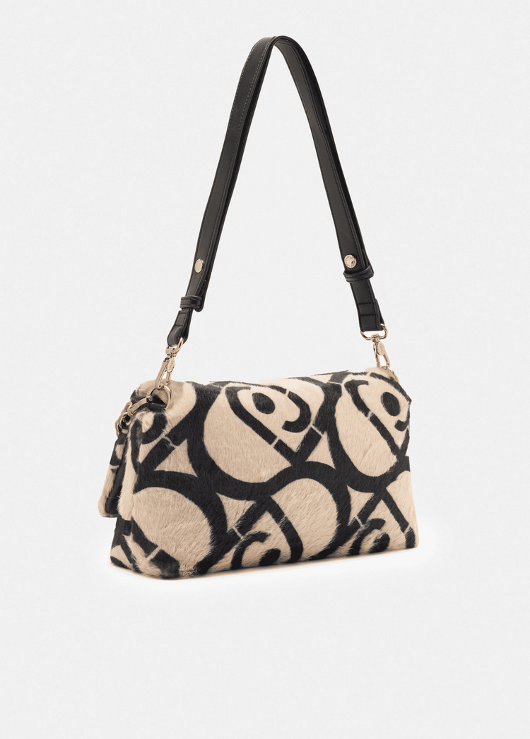 Liujo Borsa Media Pelliccia Sintetica Logo Donna
