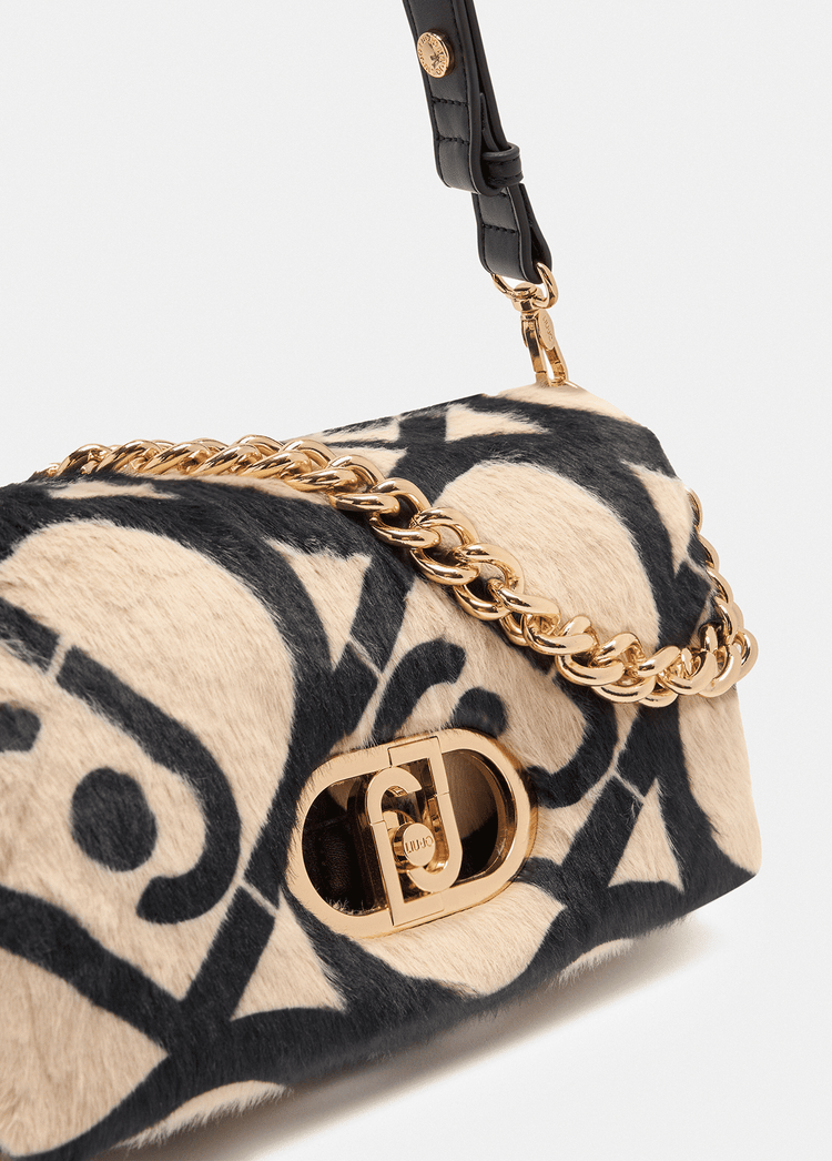 Liujo Borsa Media Pelliccia Sintetica Logo Donna