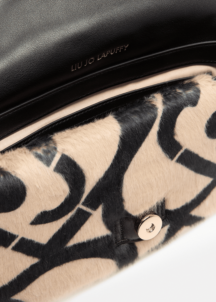 Liujo Borsa Media Pelliccia Sintetica Logo Donna