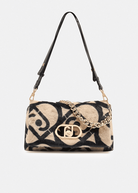Liujo Borsa Media Pelliccia Sintetica Logo Donna