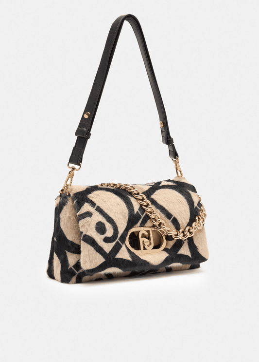 Liujo Borsa Media Pelliccia Sintetica Logo Donna