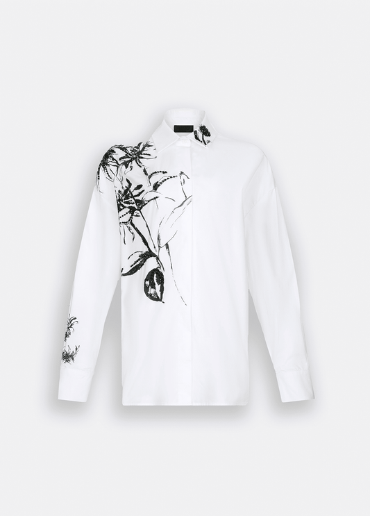 Liujo Camicia Oversize Popeline Floreale Cotone Donne