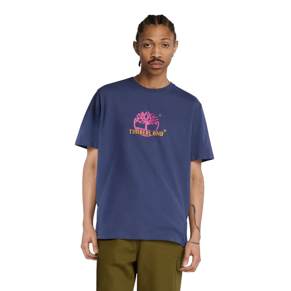 T-shirt Unisex con grafica Field Boot Blu modello frontale