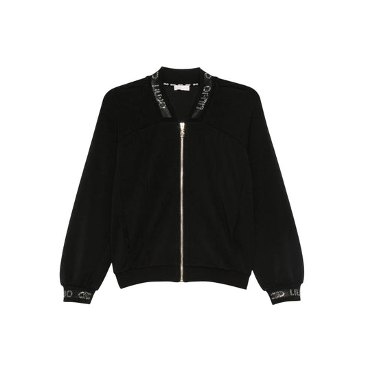 Felpa Donna con colletto bomber e zip Nero
