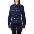 Giacca Donna in denim con cintura in vita modella frontale