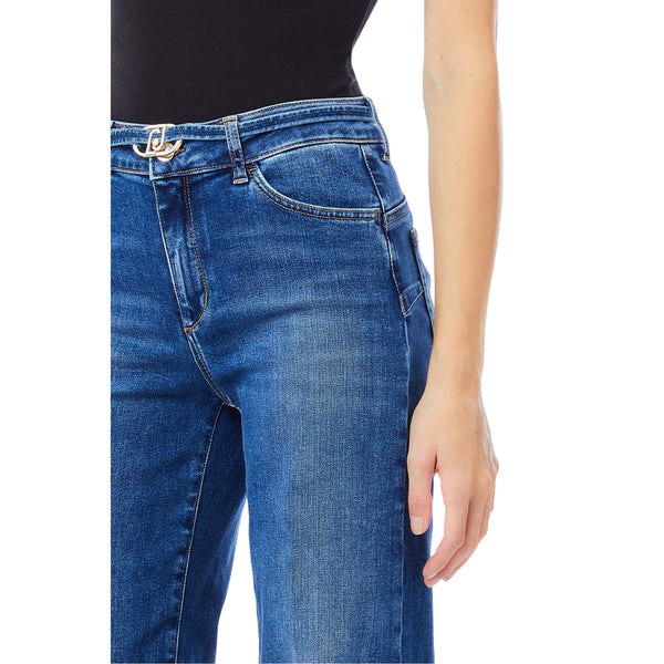 Jeans Donna con cintura sur ton Blu dettaglio
