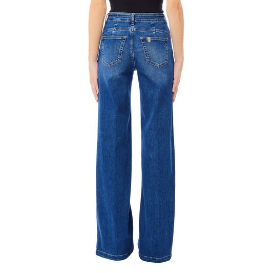 Jeans Donna con cintura sur ton Blu modella retro